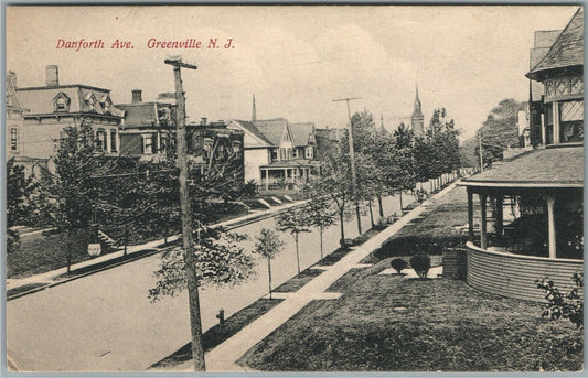 GREENVILLE NJ DANFORTH AVE. ANTIQUE POSTCARD