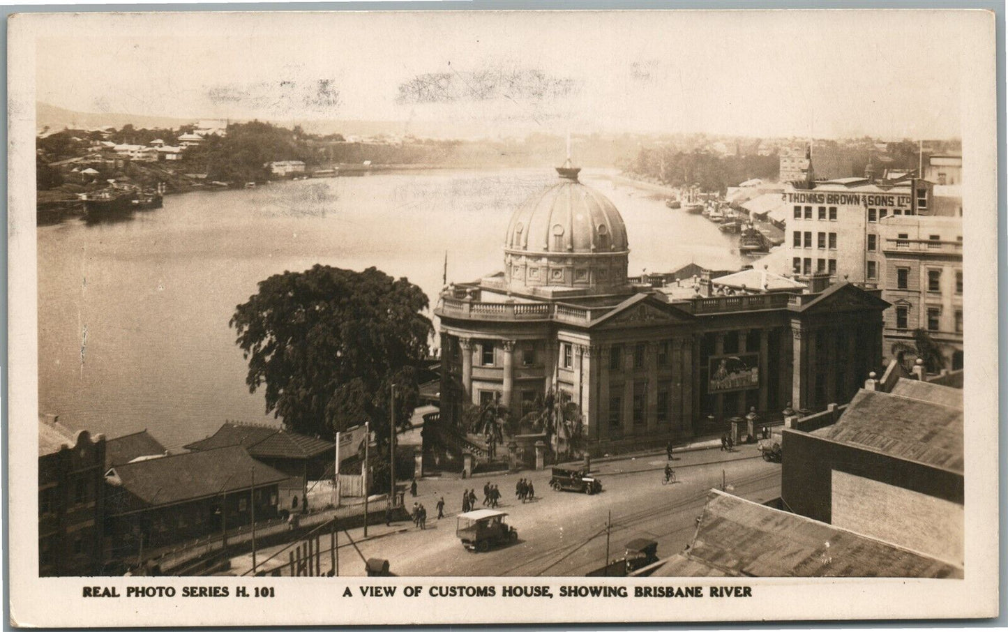 BRISBANE AUSTRALIA CUSTOMS HOUSE ANTIQUE REAL PHOTO POSTCARD w/ STAMP RPPC