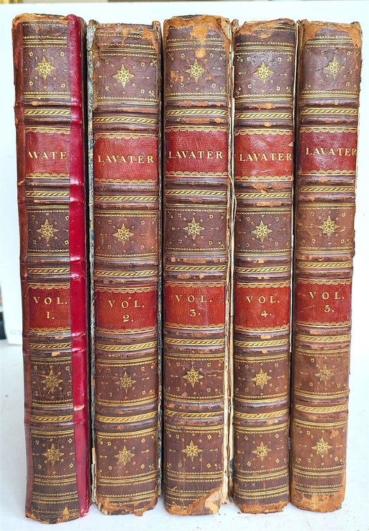 1798 PHYSIOGNOMY Johann LAVATER 5 VOLUMES antique ILLUSTRATED FOLIO in ENGLISH