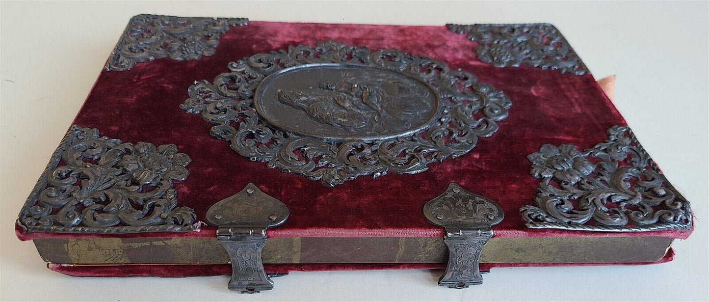 19th CENTURY BIBLE BOX book safe SILVER MOUNTED marked ANTIQUE