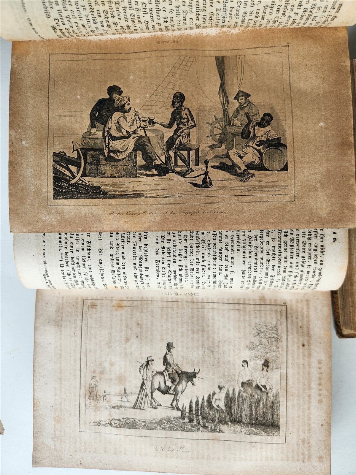 1838 TRAVELS to OCEANIA MALAYSIA POLYNESIA 3 VOLUMES antique ILLUSTRATED German