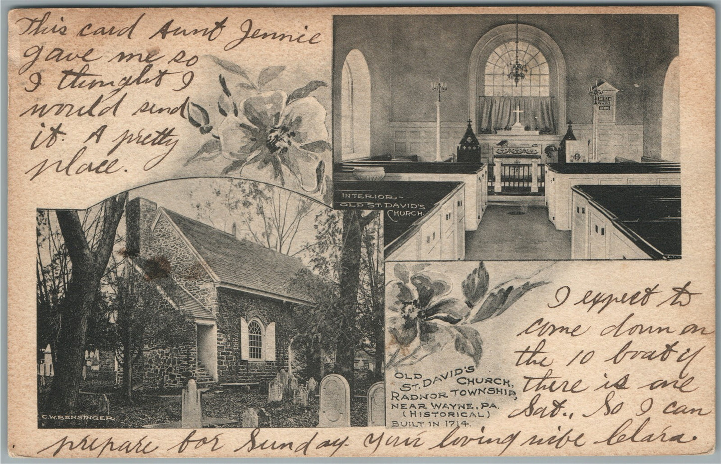 WAYNE PA RADNOR TOWNSHIP CHURCHES ANTIQUE POSTCARD