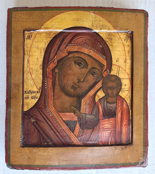 RUSSIAN ICON of KAZAN MOTHER OF GOD antique LATE 18th century