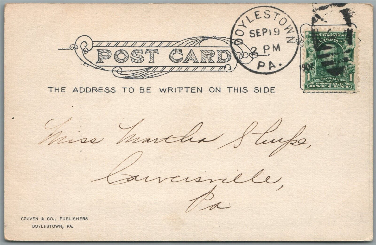 DOYLESTOWN PA ST. PAUL'S CHURCH ANTIQUE POSTCARD