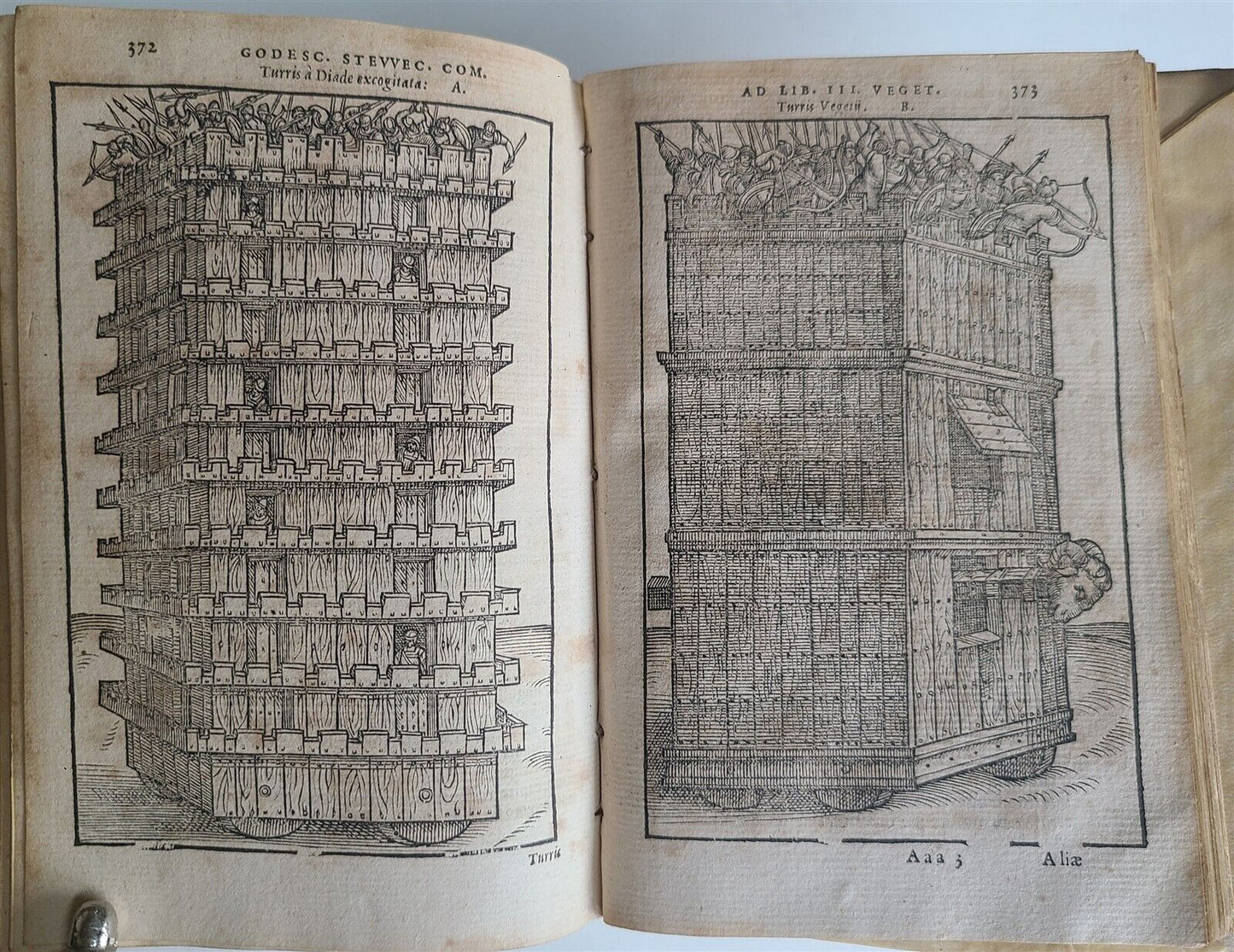 1592 MILITARY HISTORY FULLY ILLUSTRATED antique PLANTIN De re militari libri IV