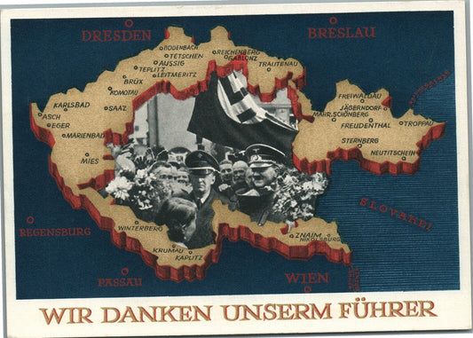 GERMAN WWII WIR DANKEN UNSERM FUHRER ANTIQUE POSTCARD