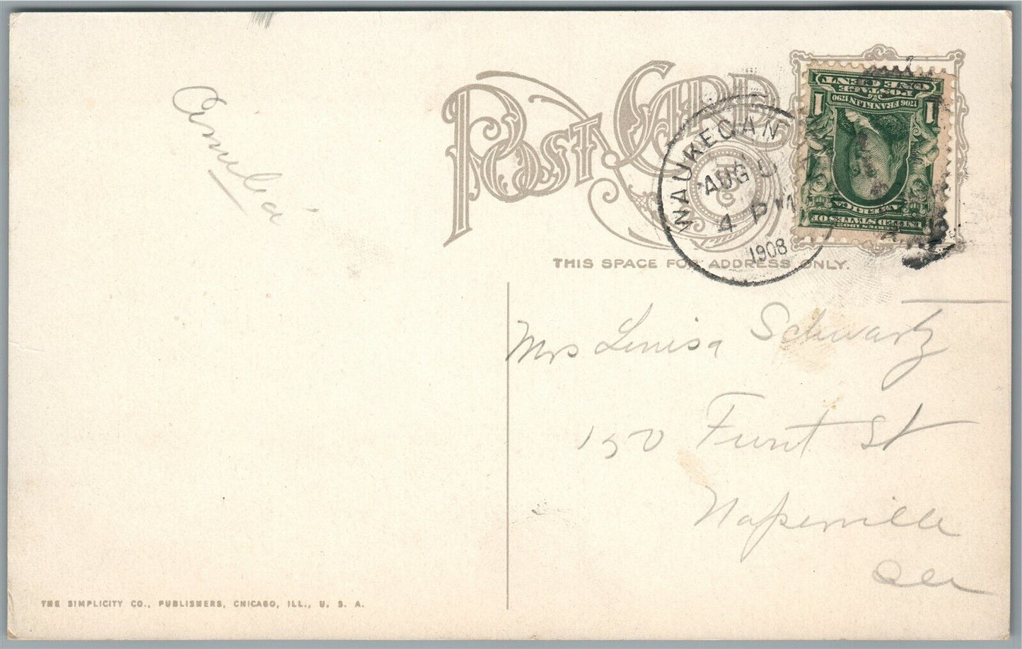 WAUKEGAN IL GENESSEE STREET ANTIQUE POSTCARD