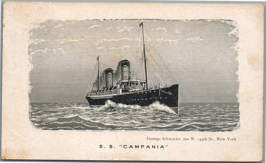SS CAMPANIA SHIP ANTIQUE POSTCARD