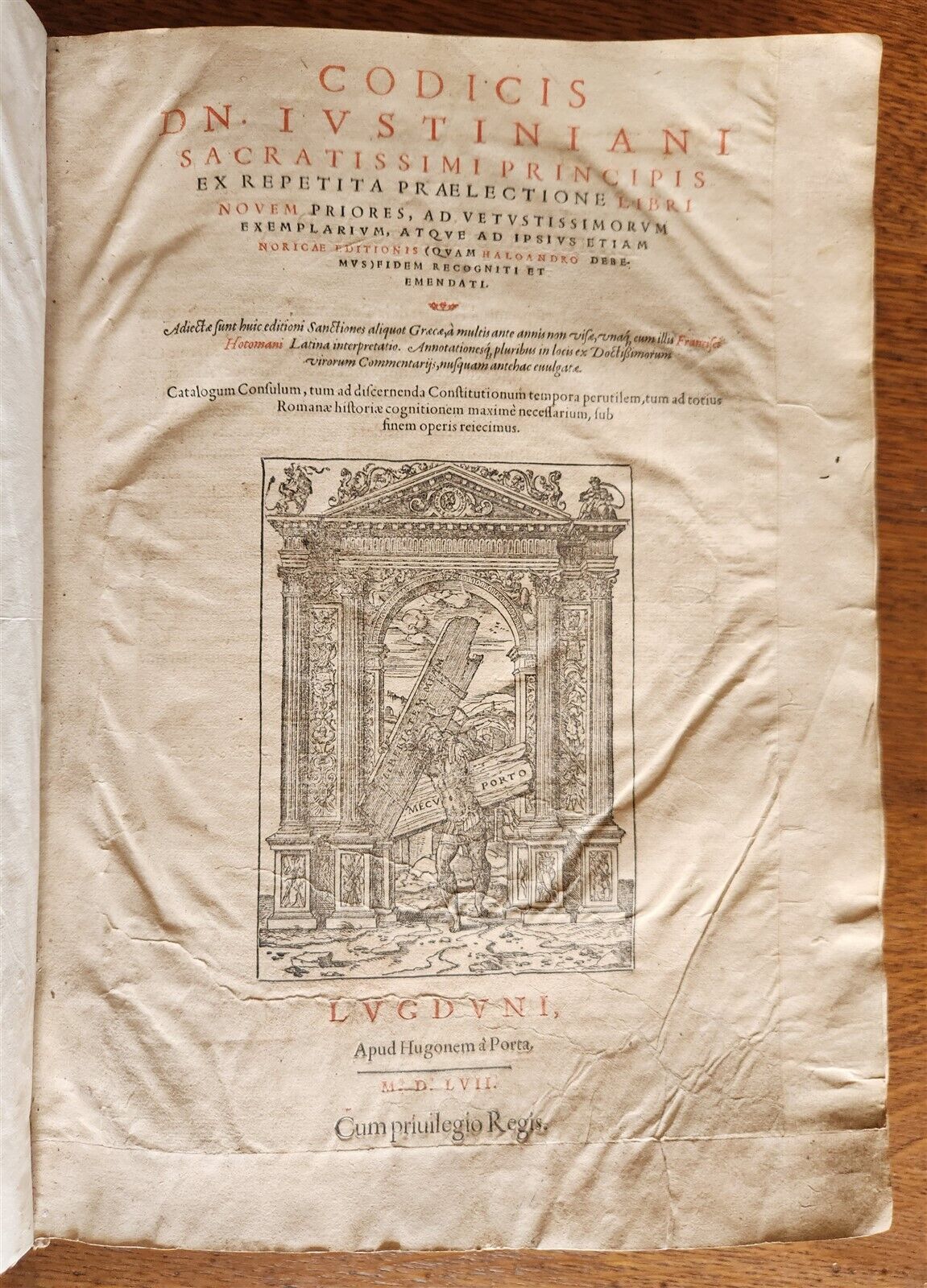 1557 LAW BOOK Corpus Juris Civilis CODICIS DN. IUSTINIANI antique FOLIO vellum
