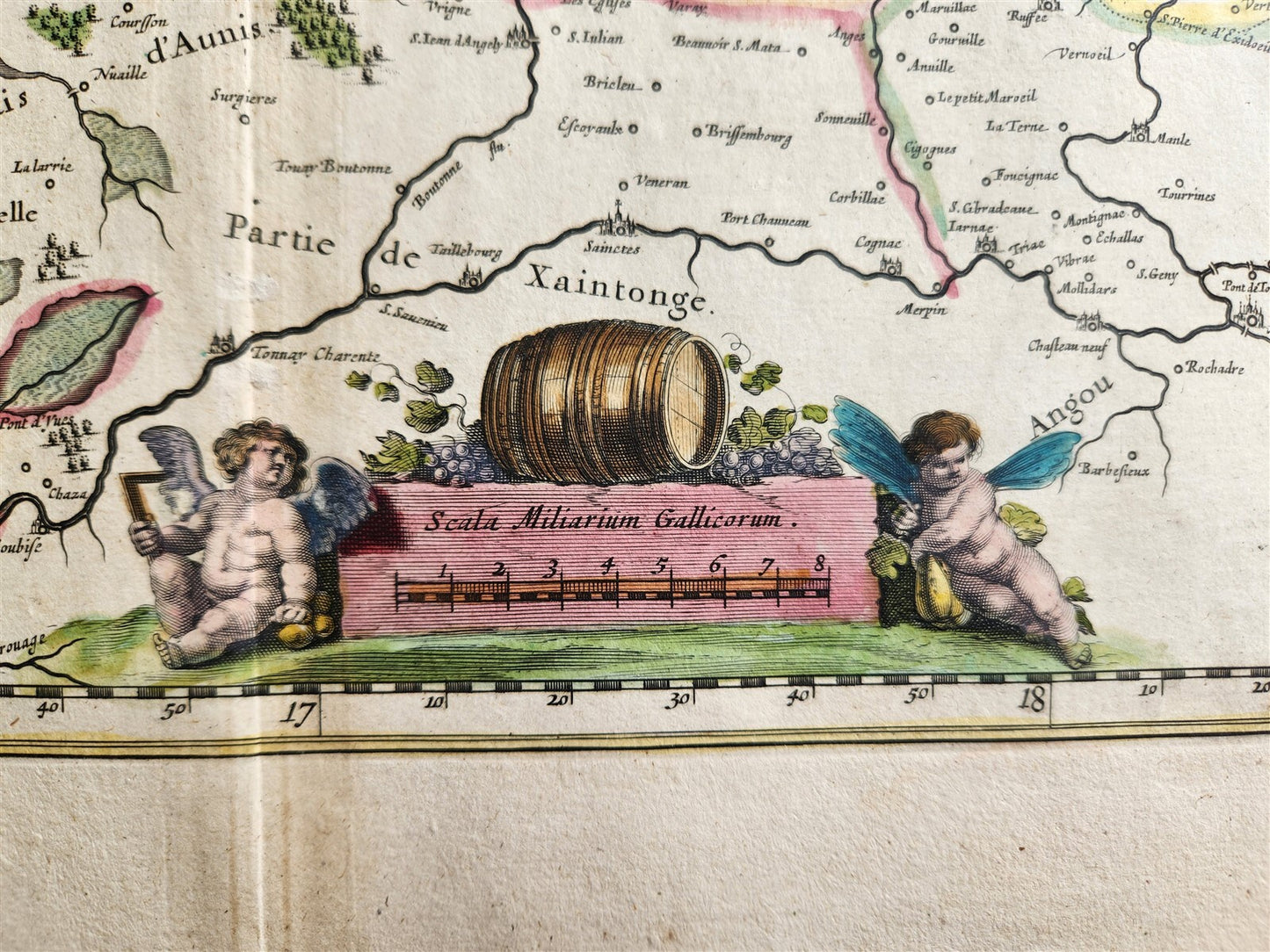 1640 MAP of FRANCE PAIS DE POICTOV WILLEM BLAEU antique AUTHENTIC hand colored