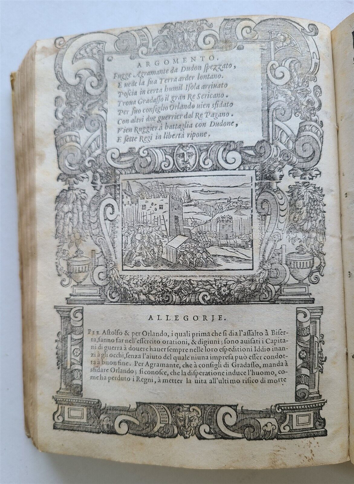 1583 ORLANDO FURIOSO by Ludovico ARIOSTO STRIKINGLY ILLUSTRATED antique vellum