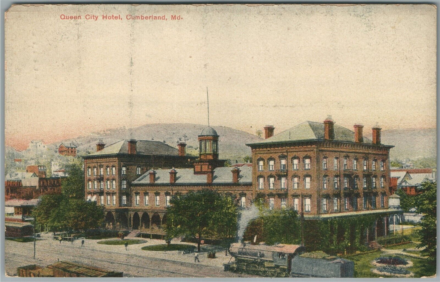 CUMBERLAND MD QUEEN CITY HOTEL ANTIQUE POSTCARD