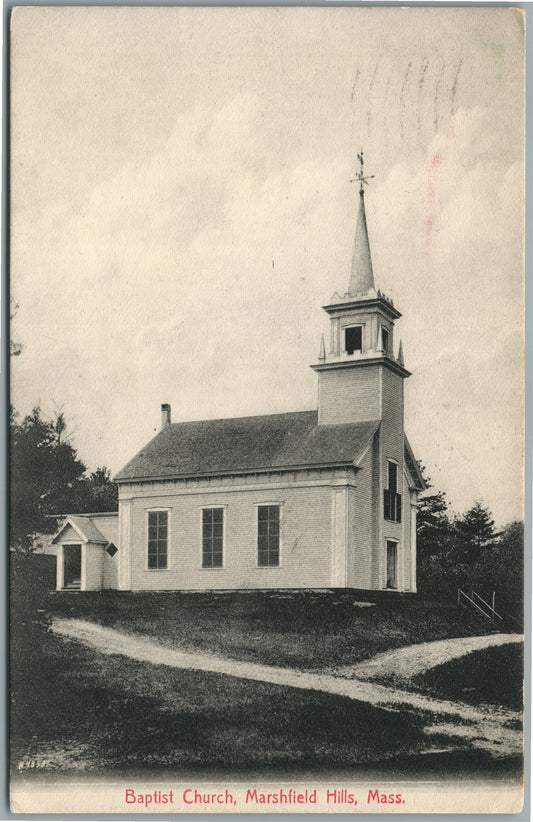 MARSHFIELD HILLS MA BAPTIST CHURCH ANTIQUE POSTCARD