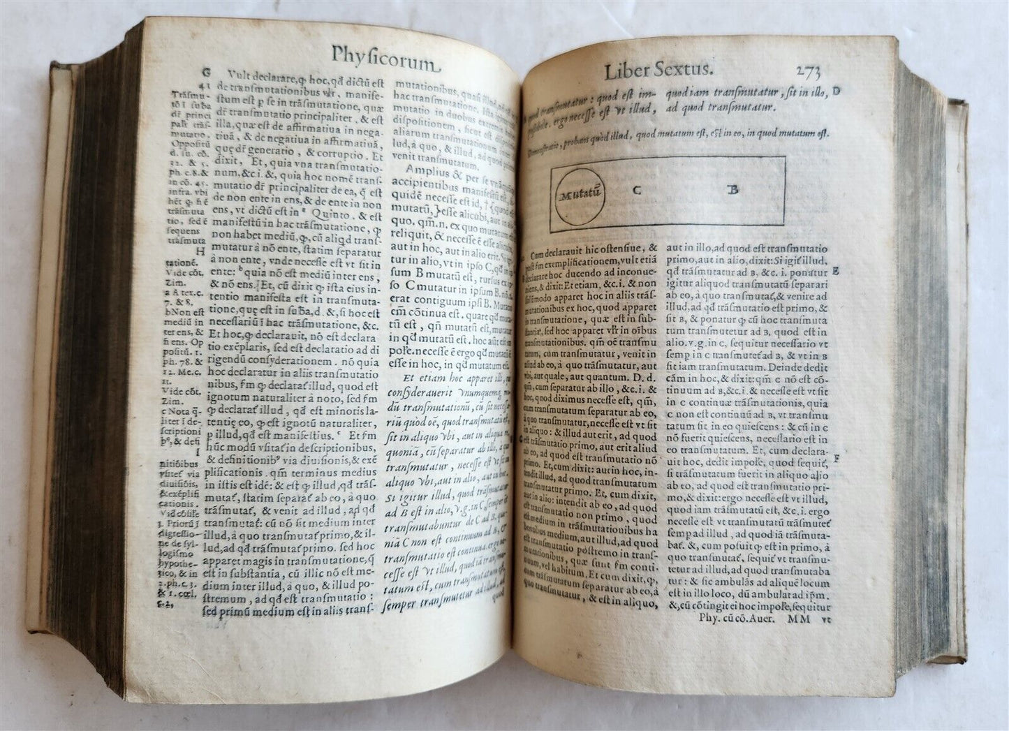 1574 ARISTOTLE ILLUSTRATED DE PHYSICO AUDITU COMMENTARY 16 cent. VELLUM antique