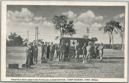 AYER MA CAMP DEVENS RED CROSS PHYSICAL EXAMINATION ANTIQUE POSTCARD