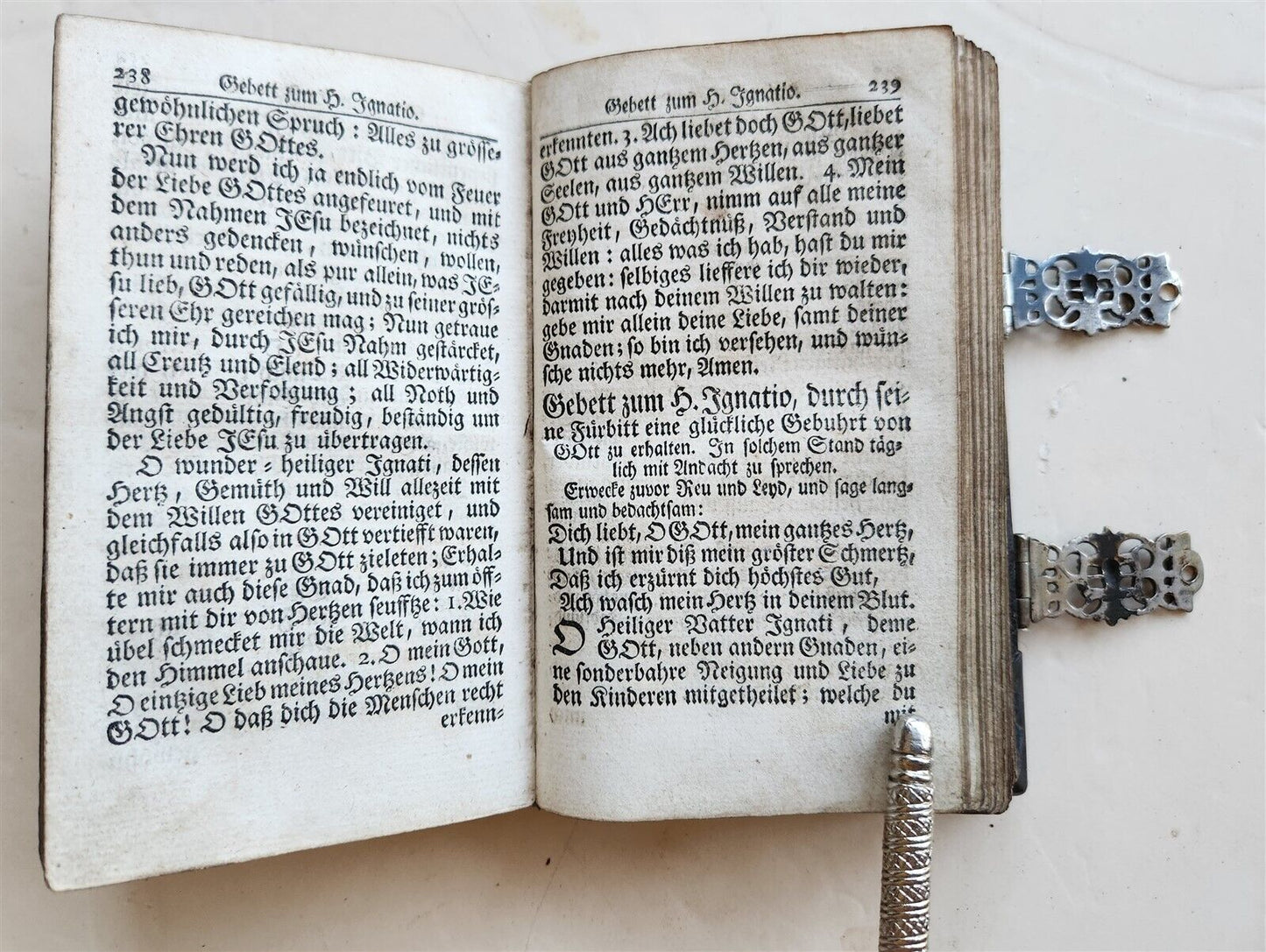 1754 GERMAN DEVOTIONAL BOOK antique BINDING w/ STUNNING SILVER FITTINGS
