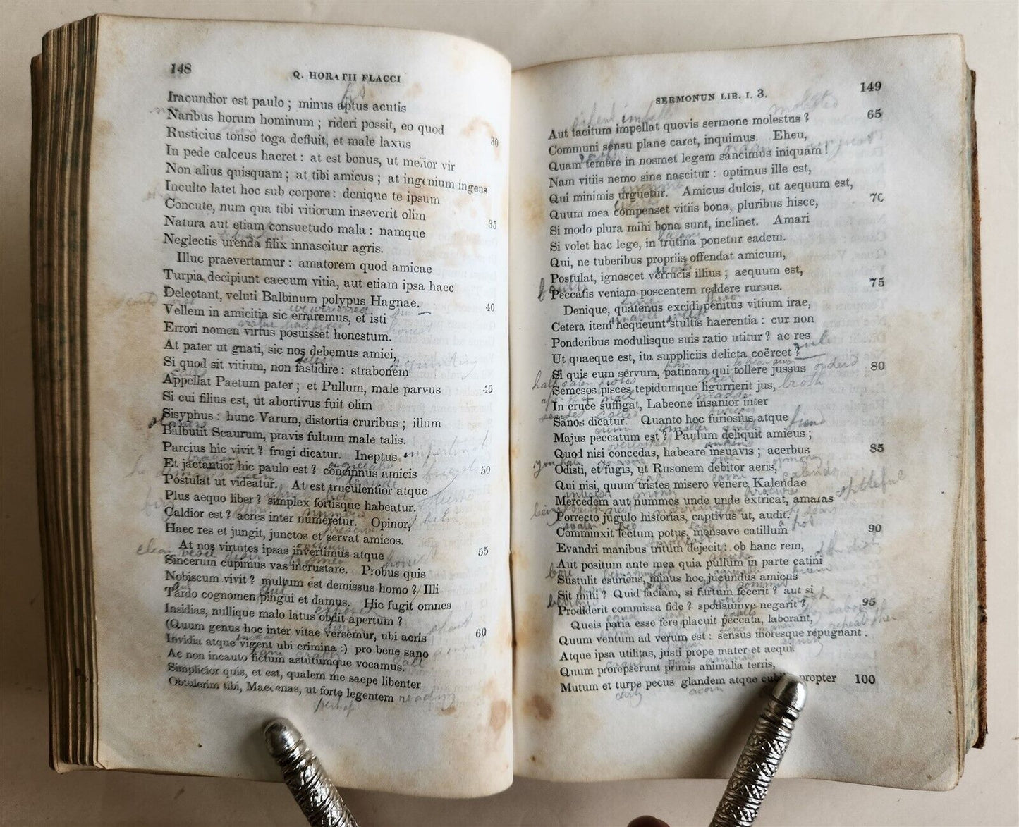 1844 WORKS OF HORACE w/ ENGLISH NOTES by CHARLES ANTHON antique AMERICAN EDITION