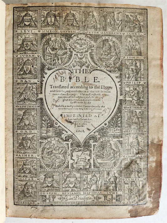 1608 BREECHES BIBLE in ENGLISH antique Old & New Testament LONDON ROBERT BARKER