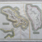 1814 MAP of WEST INDIA ISLANDS Carribean MARTINICO & DOMINICA antique 21 x 28"