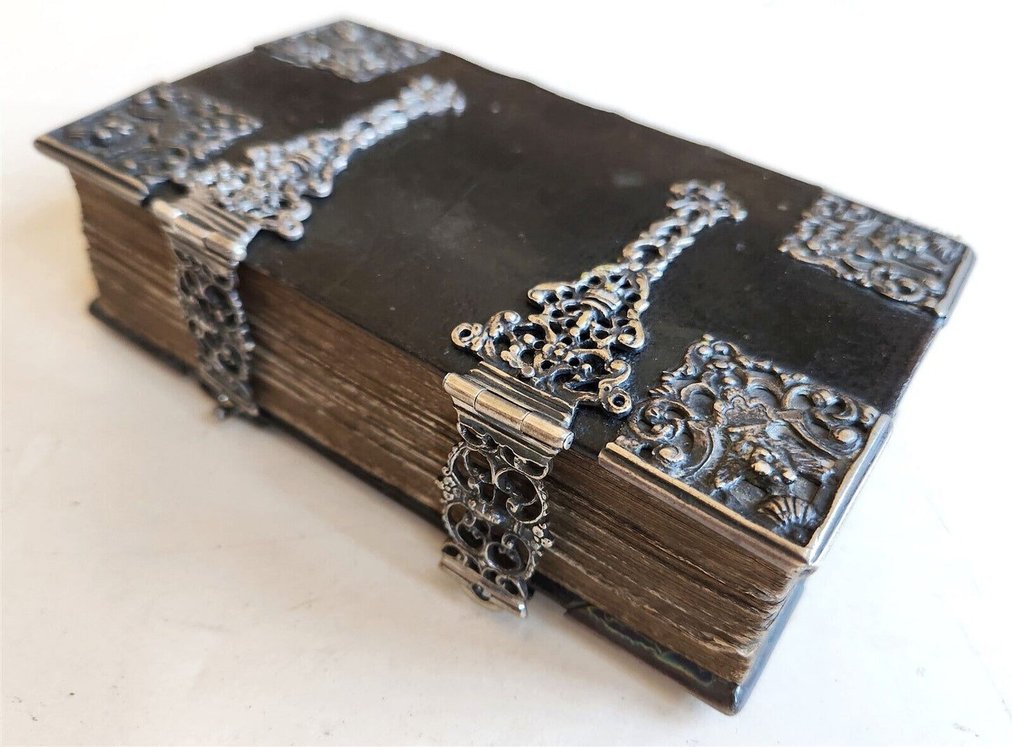 1754 GERMAN DEVOTIONAL BOOK antique BINDING w/ STUNNING SILVER FITTINGS