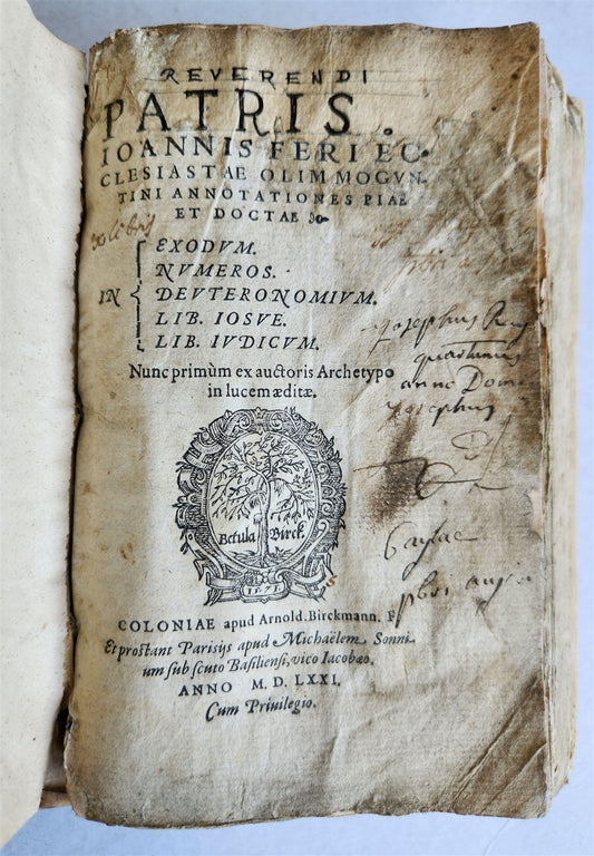 1571 BIBLE OLD TESTAMENT COMMENTARIES ANTIQUE 16th CENTURY vellum binding