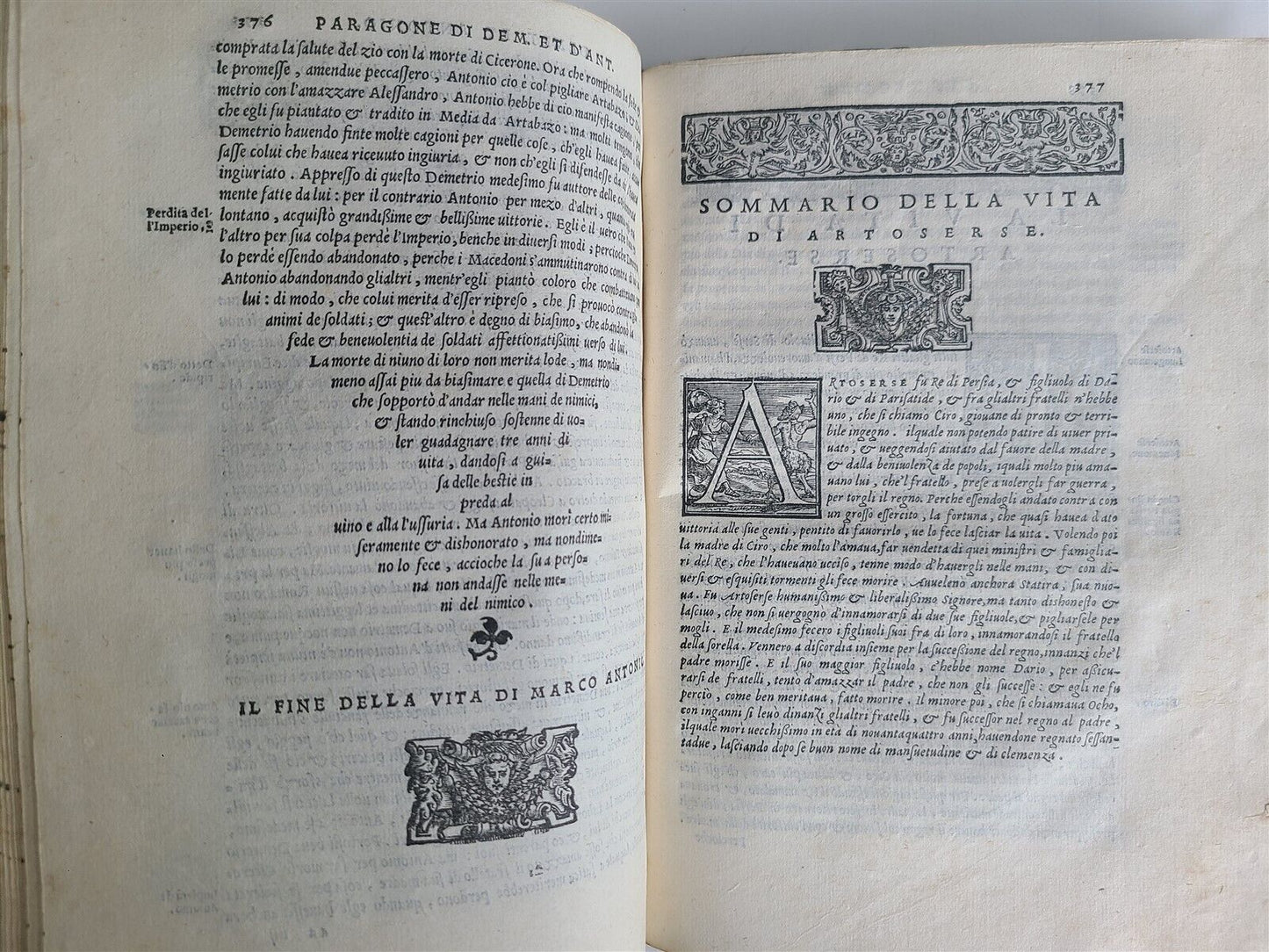 1560 PLUTARCH transl. by Lodovico Domenichi antique VELLUM BINDING 16th CENTURY