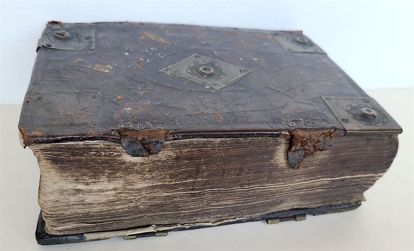 1621 BIBLE in ENGLISH Robert Barker John Bill antique BRASS FITTINGS KING JAMES