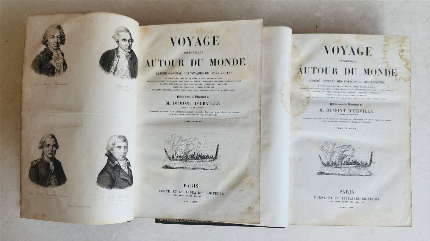 1839 VOYAGE PITTORESQUE AUTOUR du MONDE 2 VOLUMES antique ILLUSTRATED