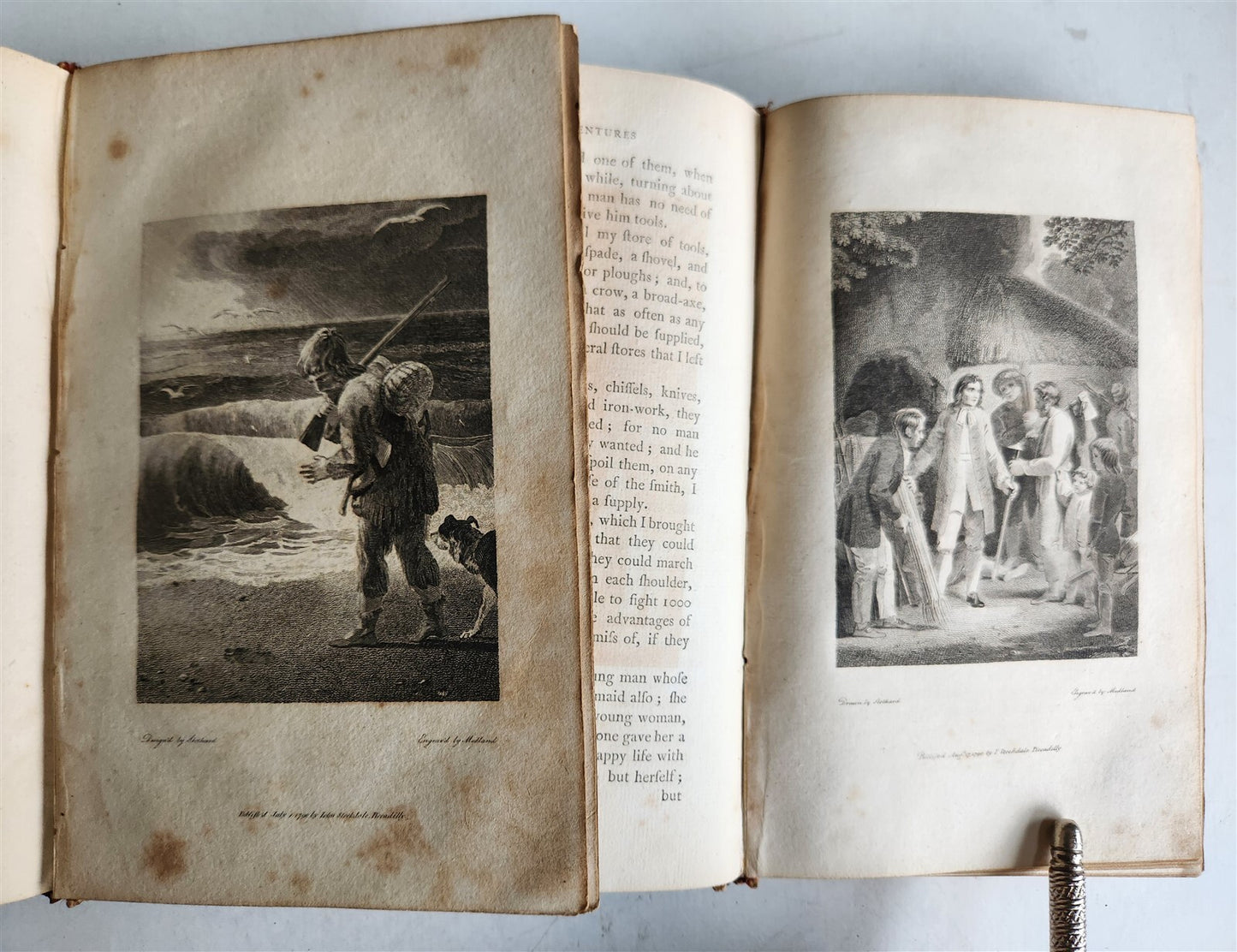 1790 FARTHER ADVENTURES of ROBINSON CRUSOE antique 2 VOLUMES ILLUSTRATED rare