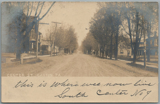 CANTON PA CENTER STREET ANTIQUE REAL PHOTO POSTCARD RPPC