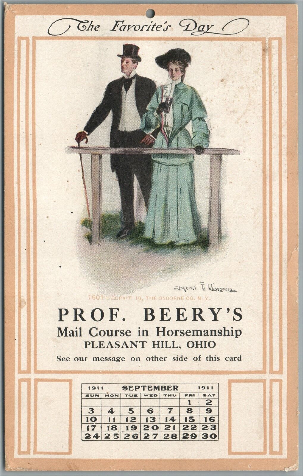 PLEASANT HILL OH HORSEMANSHIP COURSE ADVERTISING ANTIQUE POSTCARD