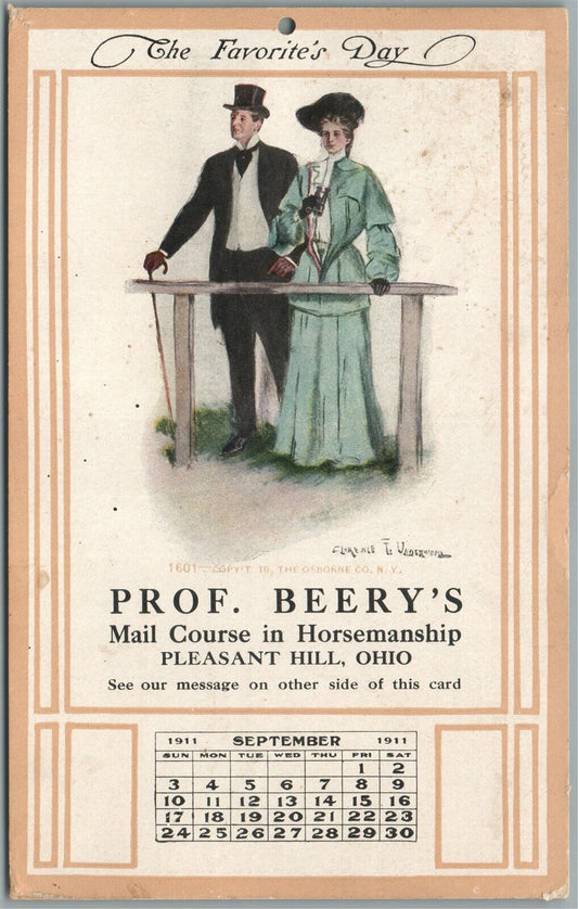 PLEASANT HILL OH HORSEMANSHIP COURSE ADVERTISING ANTIQUE POSTCARD