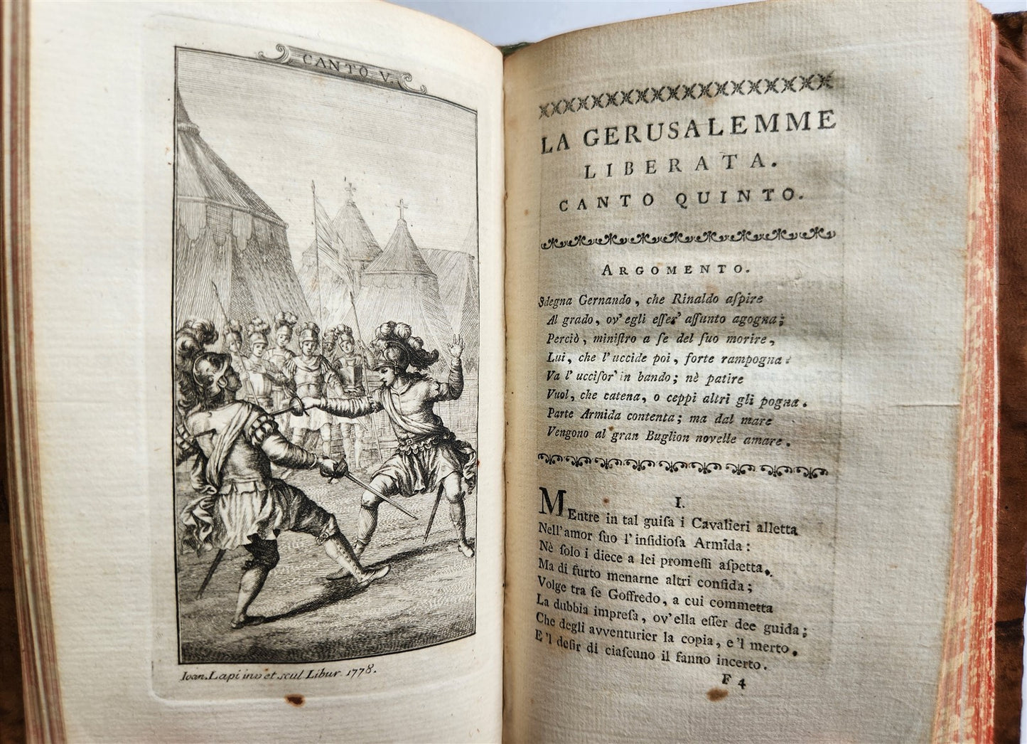 1778 Gerusalemme liberata by TORQUATO TASSO antique ILLUSTRATED 2 volumes