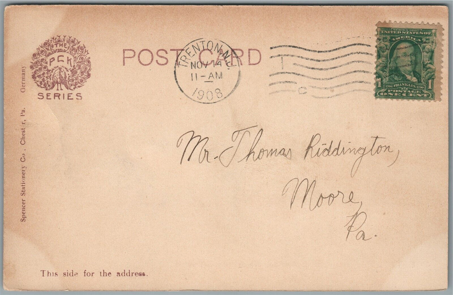 CHESTER PA EDGEMOND AVENUE ANTIQUE POSTCARD