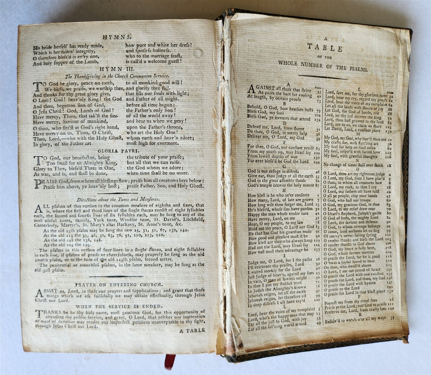 1807 BOOK of COMMON PRAYER w/ PSALTER, or PSALMS of DAVID antique in ENGLISH