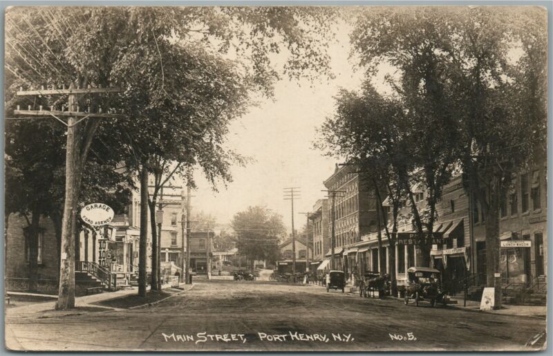 PORT HENRY NY MAIN STREET ANTIQUE REAL PHOTO POSTCARD RPPC