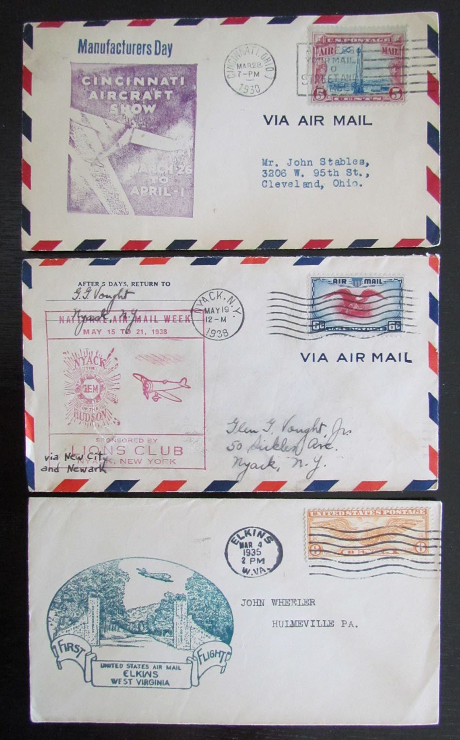 LOT OF 3 ANTIQUE 1930-1938 COVERS