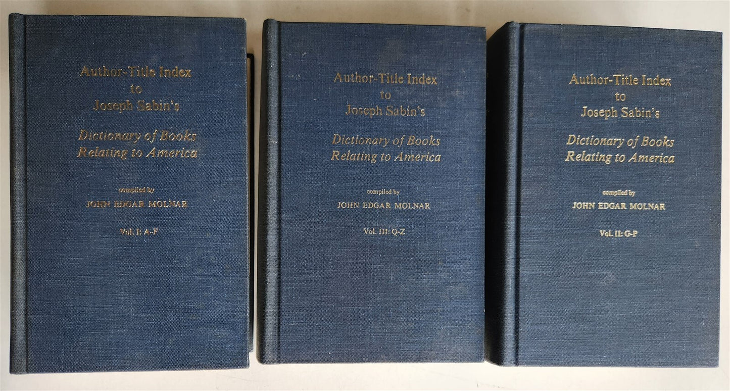 1974 AUTHOR-TITLE INDEX to JOSEPH SABIN'S DICTIONARY of BOOKS RELATED to AMERICA