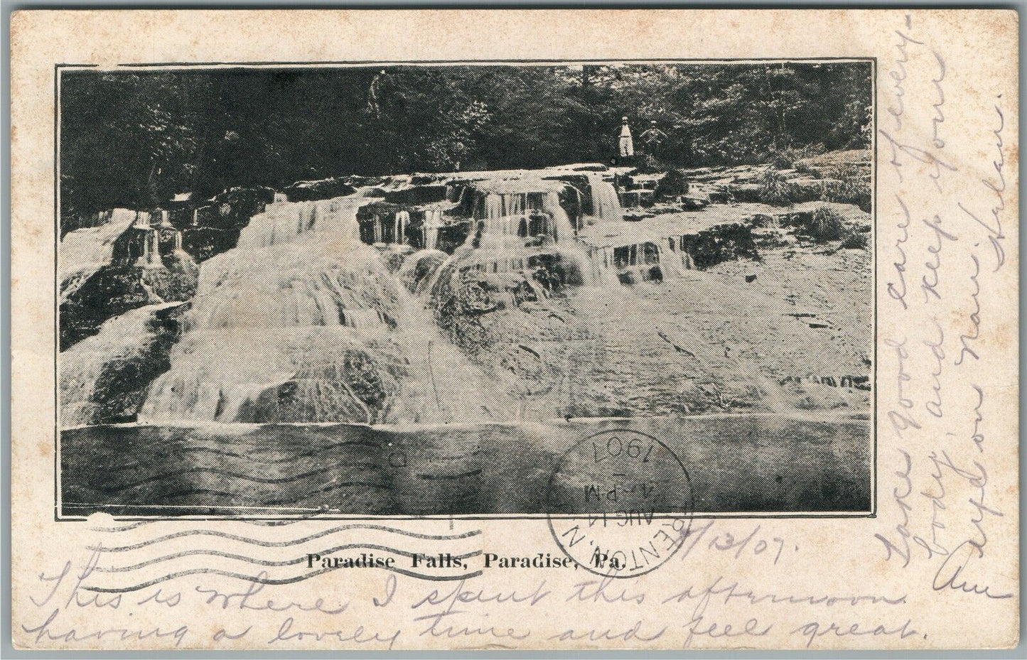 PARADISE FALLS PA ANTIQUE POSTCARD
