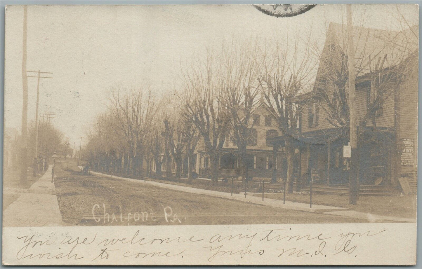 CHALFONT PA STREET SCENE ANTIQUE REAL PHOTO POSTCARD RPPC