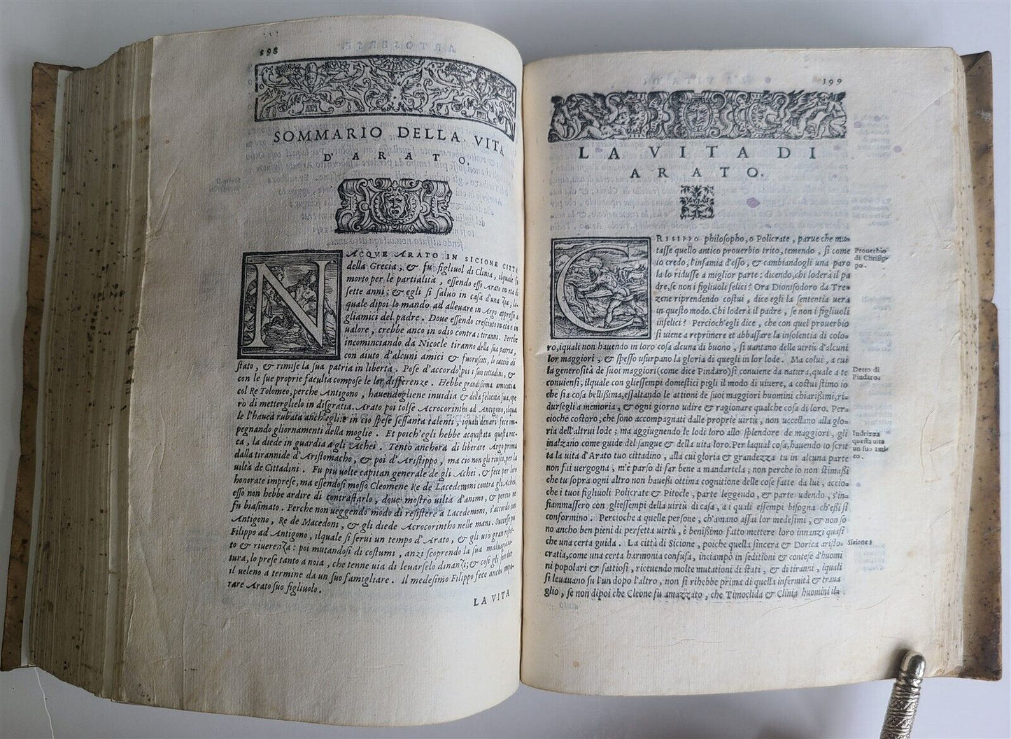 1560 PLUTARCH transl. by Lodovico Domenichi antique VELLUM BINDING 16th CENTURY