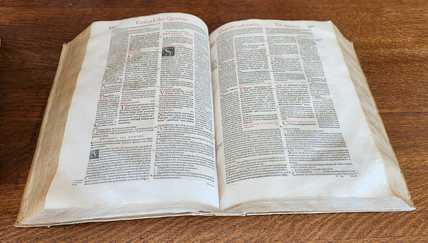 1557 LAW BOOK Corpus Juris Civilis CODICIS DN. IUSTINIANI antique FOLIO vellum