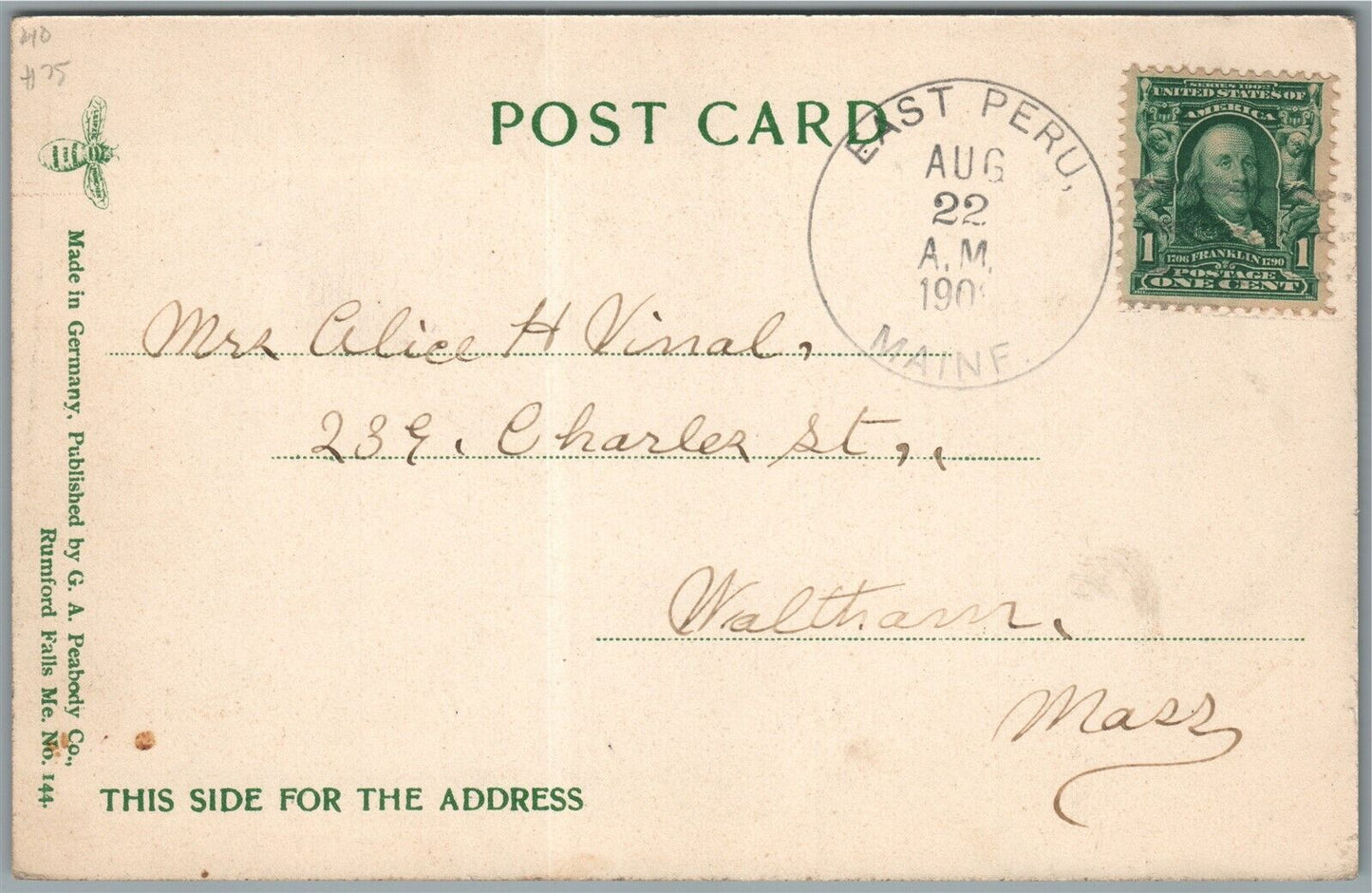 HANOVER ME W.C.HOLT'S CAMPS ANTIQUE POSTCARD