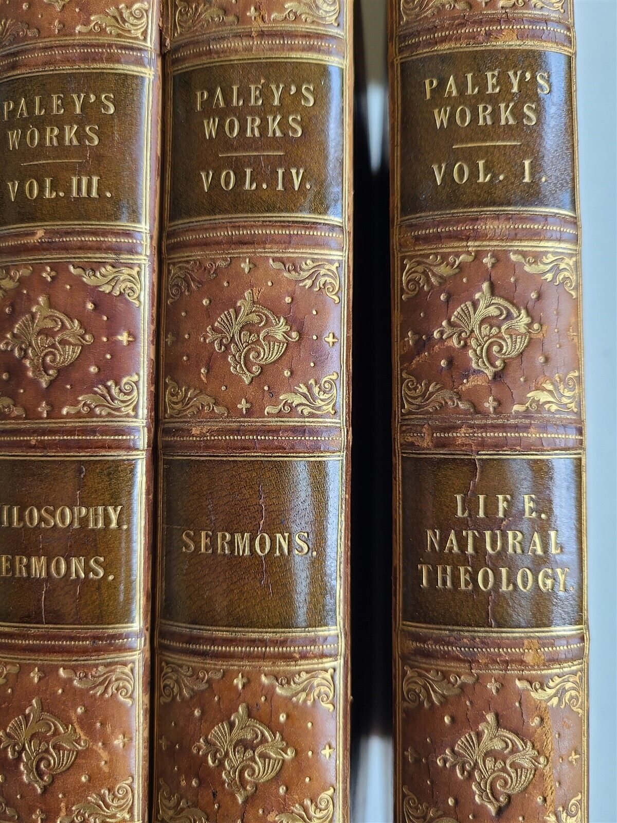 1838 WORKS of WILLIAM PALEY 4 VOL antique PHILOSOPHY SERMONS SCOTTISH PROVENANCE