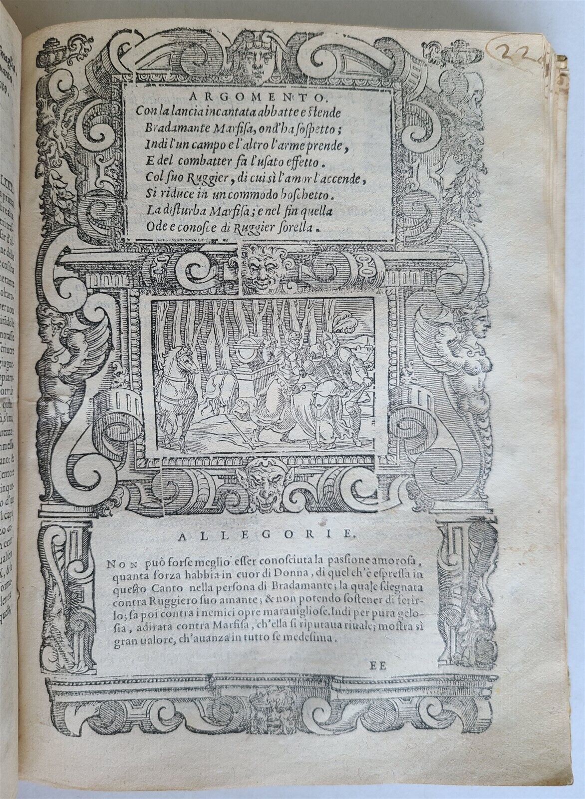 1583 ORLANDO FURIOSO by Ludovico ARIOSTO STRIKINGLY ILLUSTRATED antique vellum