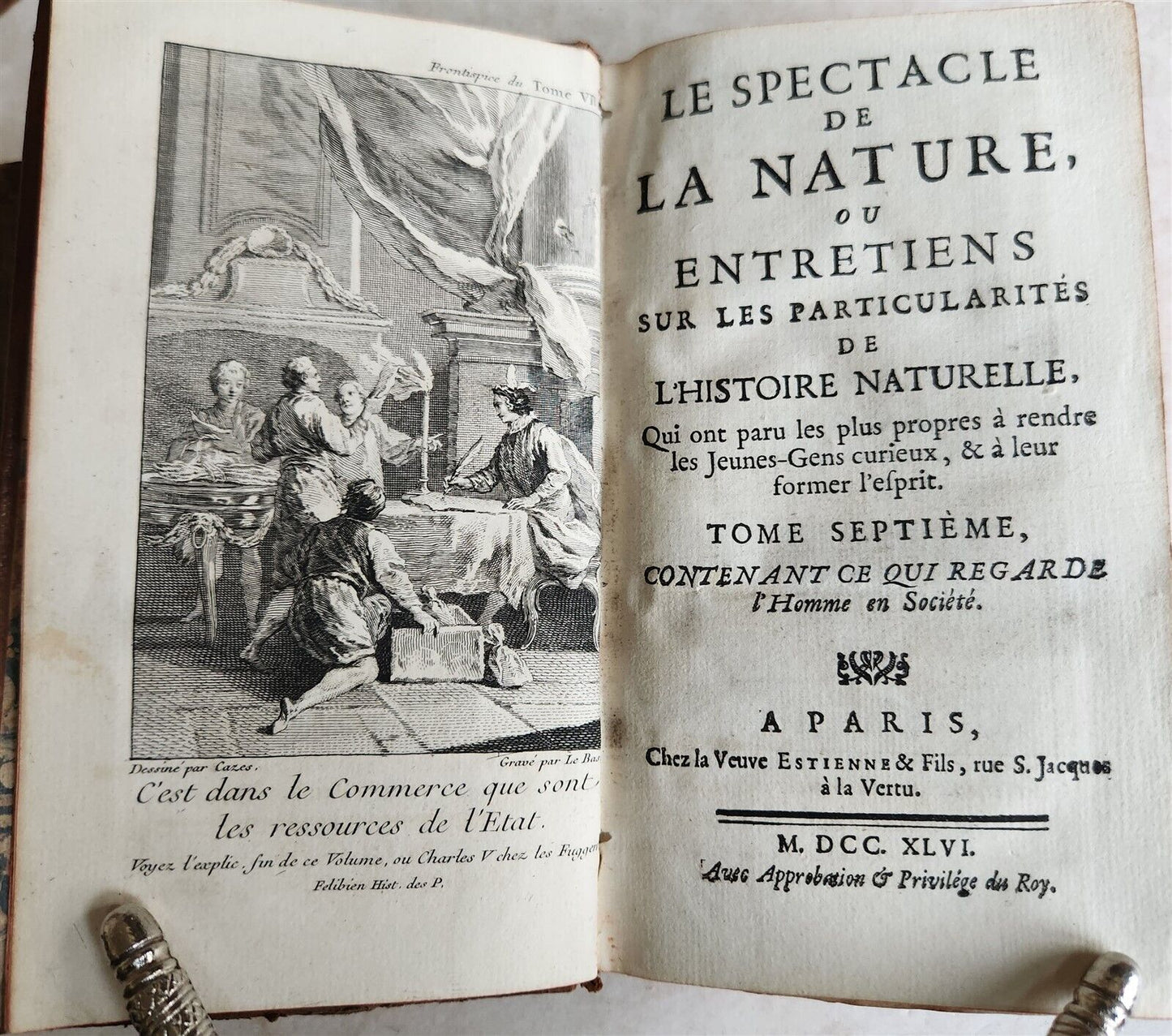 1744-1750 LE SPECTACLE DE LA NATURE antique ILLUSTRATED w/ 199 FOLDING PLATES