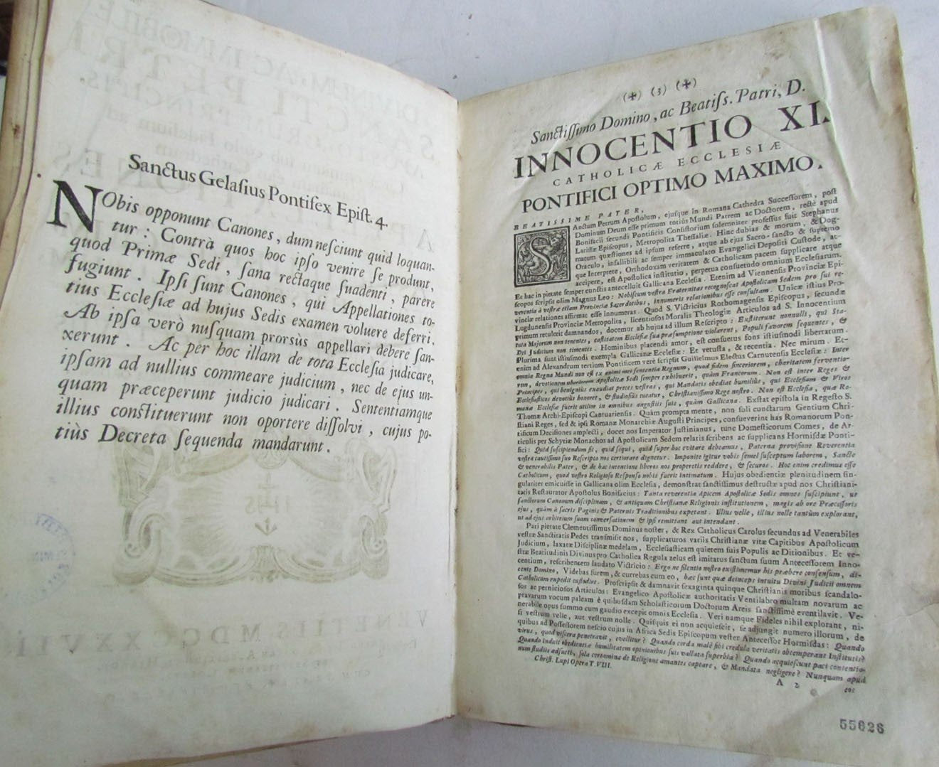 1727 VELLUM BOUND ANTIQUE FOLIO DIVINUM AC IMMOBILE SANCTI PETRI C. LUPUM VENICE