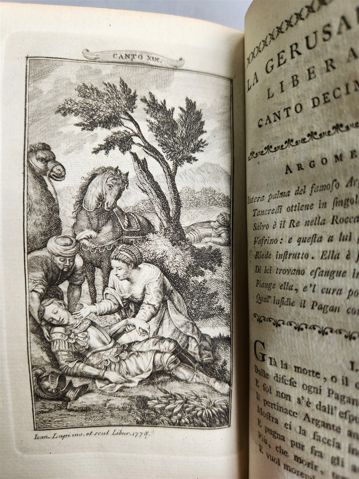 1778 Gerusalemme liberata by TORQUATO TASSO antique ILLUSTRATED 2 volumes