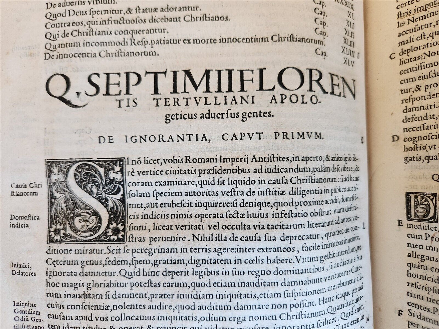1545 TERULLIAN THEOLOGY in LATIN antique 16th CENTURY FOLIO PIGSKIN BOUND