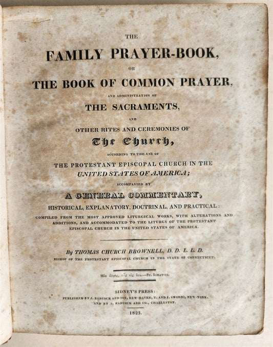 1823 FAMILY PRAYER BOOK antique NEW HAVEN AMERICANA FOLIO